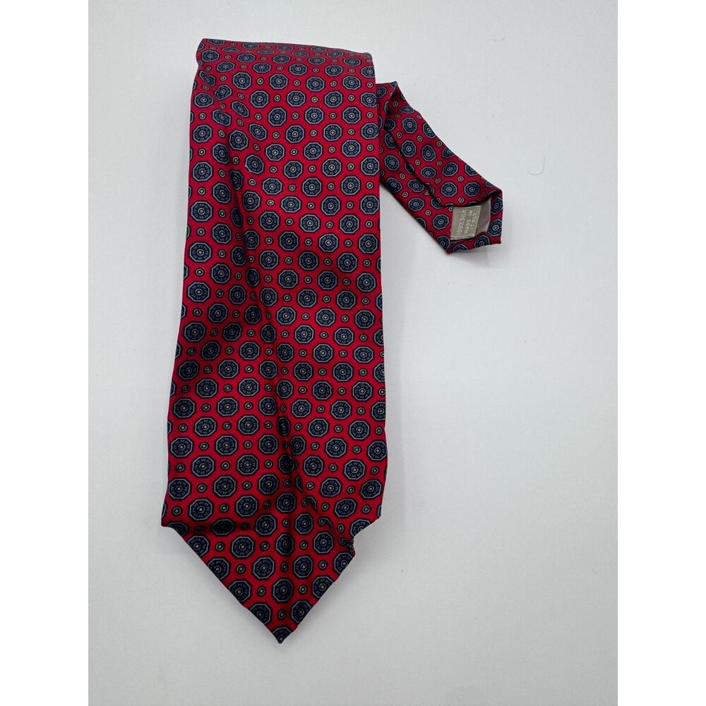 CHRISTOPHER HAYES SILK Neck Tie RED BLUE Geometric Casual Suit TIE 100% SILK